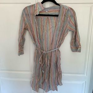 Stephen Alan striped rainbow 3/4 sleeve wrap up blouse